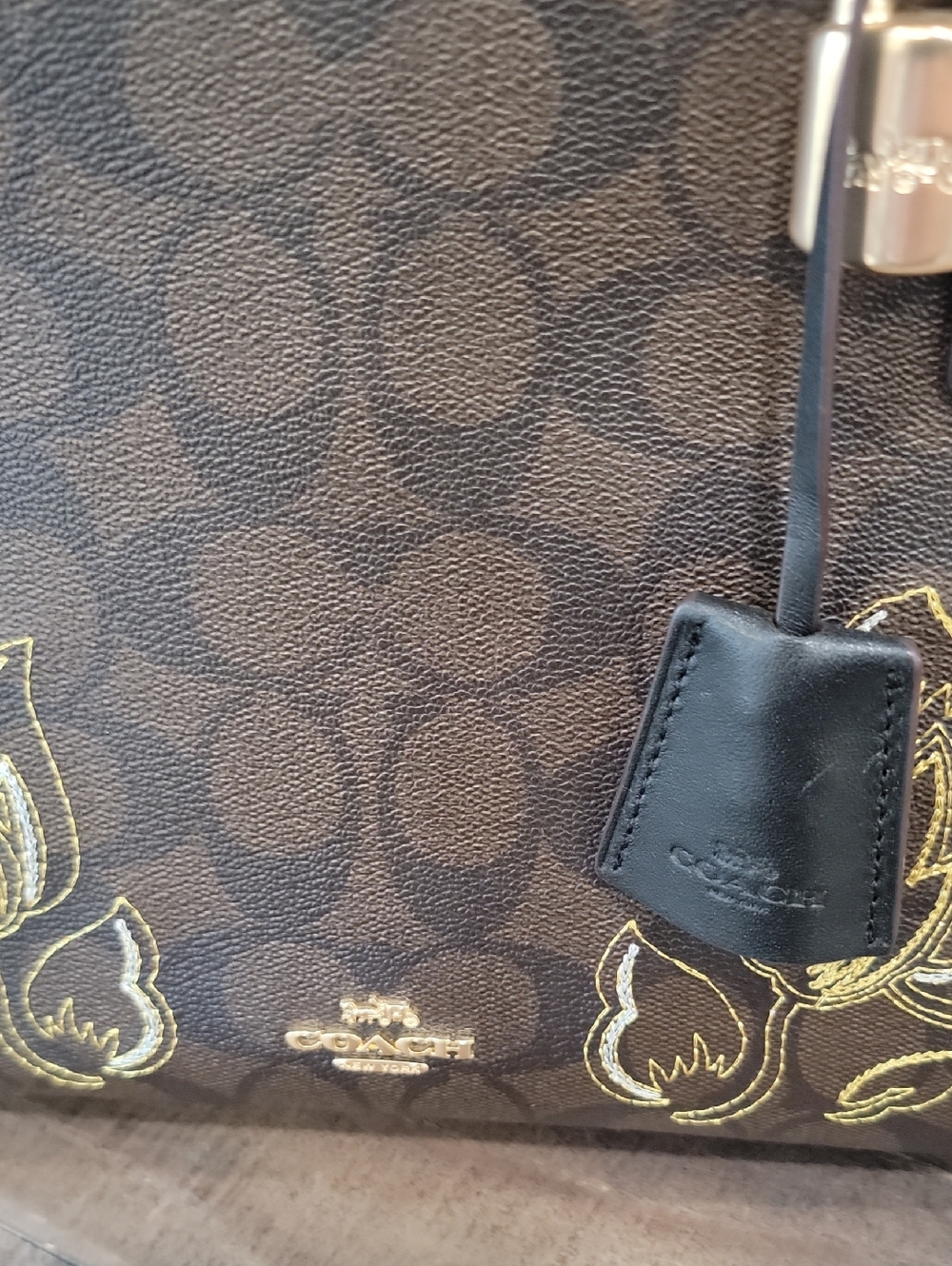 COACH Zoe Carryall Bag in Signature Canvas Print Floral Embroidery w/ lock & key - Picture 3 of 11
